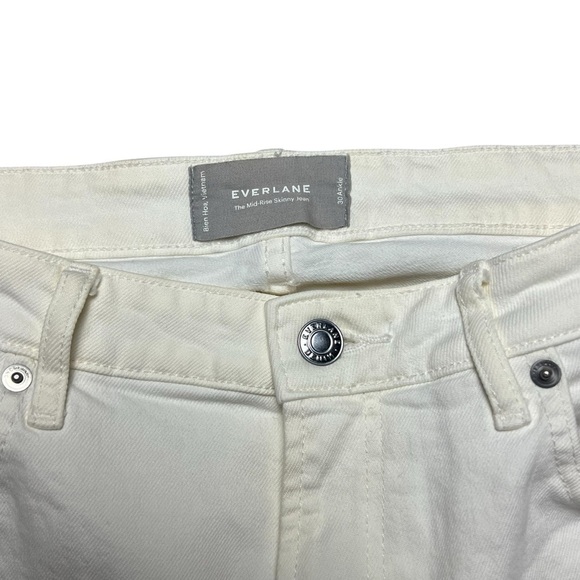 Everlane Jeans Women’s Size 30 The Mid Rise Skinny Ankle Ivory Denim - Picture 3 of 5